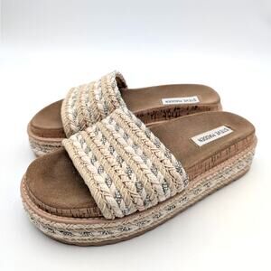 Steve Madden Beller Platform Slide Sandal Women's Natural Multi Size US8M EU39